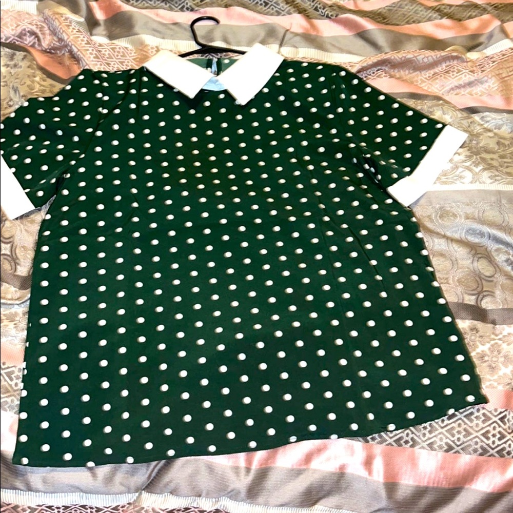 Green Vintage Polka dot Blouse